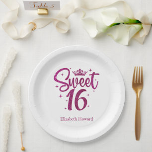 Prato De Papel Papel Personalizado Sweet 16