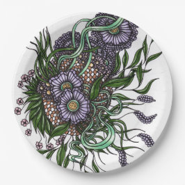 Prato De Papel Papel Pl Zentangle Floral Lavanda Gráfica Elegante