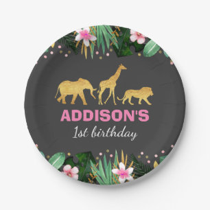 Prato De Papel Papel Selvagem de Uma Parte Festa de Animais Selva