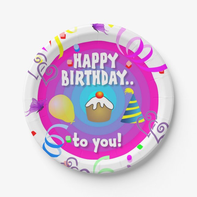 Prato De Papel Papelada, Parabéns para você (Frente)