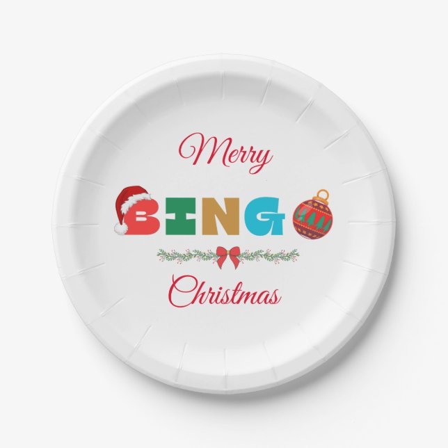 Prato De Papel Papelão de Natal BINGO (Frente)