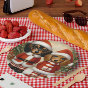 Prato De Papel Papelão de Natal Dachshund