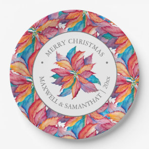 Prato De Papel Papelão de Natal Planta Poinsettia Única