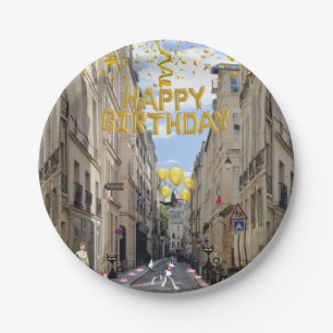 Prato De Papel Papelão, Feliz Aniversário, Cachorro Francês