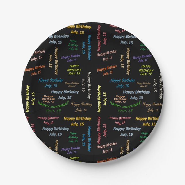 Prato De Papel Papelão julho, 15 Aniversário (Frente)