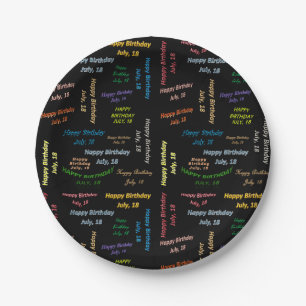 Prato De Papel Papelão julho, 18 de aniversário