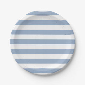 Prato De Papel Paper Plates, Blue & White Stripe Birthday