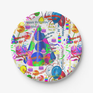 Prato De Papel Paper Plates March, 24 de aniversário