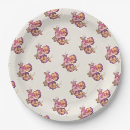 Prato De Papel Paper Plates | Vintage Pansy Floral Party Tablewar