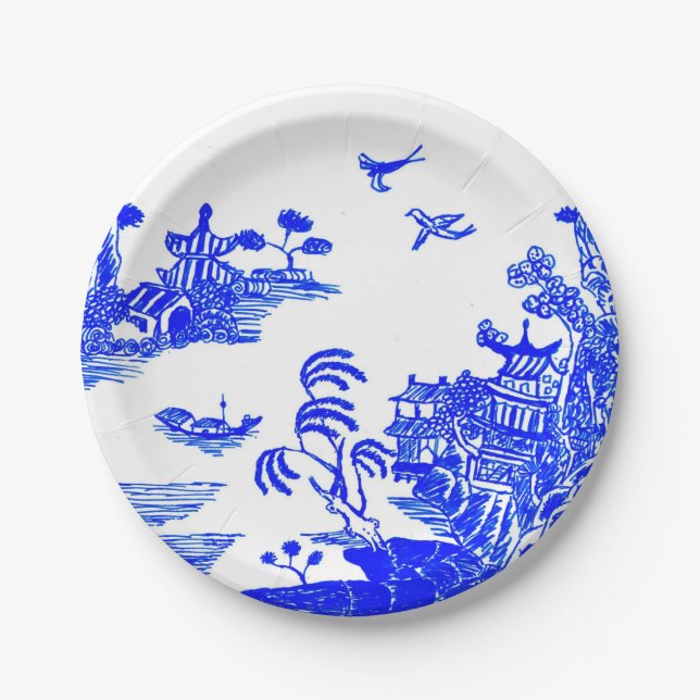 Prato De Papel Paper Plates Willow Design (Frente)