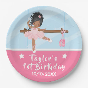 Prato De Papel Papo de Aniversário do Afro-Americano Ballerina Pi