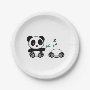 Prato De Papel Par de Pequenos Pandas Bonitos