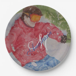 PRATO DE PAPEL PARA BAIXO MONOGRAMA DO PARTIDO DO ESQUIADOR DO