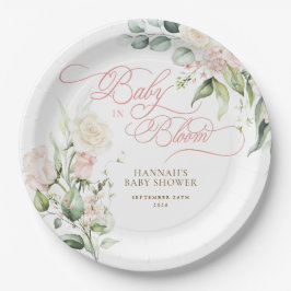 Prato de papel para chá de bebê Baby in Bloom Flor