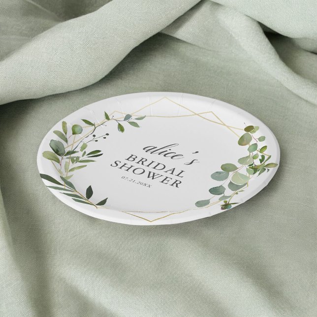 Prato de Papel para Chá de Bebê de Eucalipto Verde (Criador carregado)
