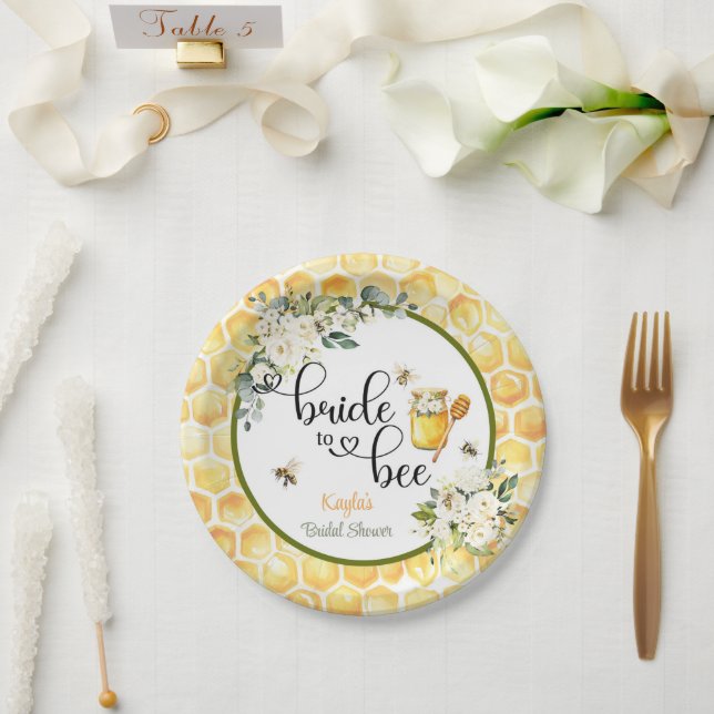 Prato de Papel para Chá de Noiva Bride to Bee (Casamento)