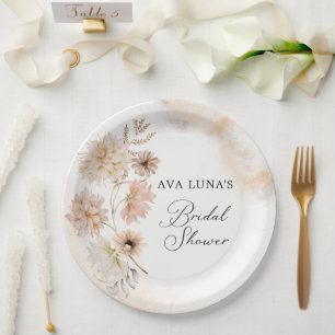 Prato de Papel para Chá de Noiva Floral Boho