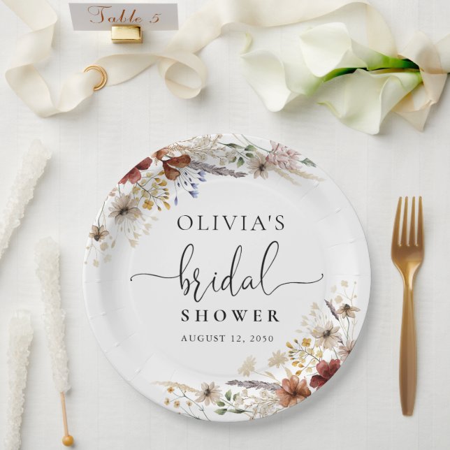 Prato de Papel para Chá de Noiva Tiny Wildflower (Casamento)