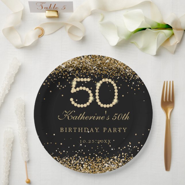 Prato de Papel para Festa de Aniversário de 50 ano (Casamento)