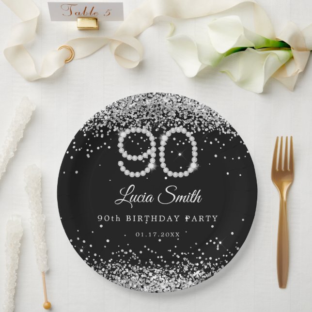 Prato de Papel para Festa de Aniversário de 90 ano (Casamento)