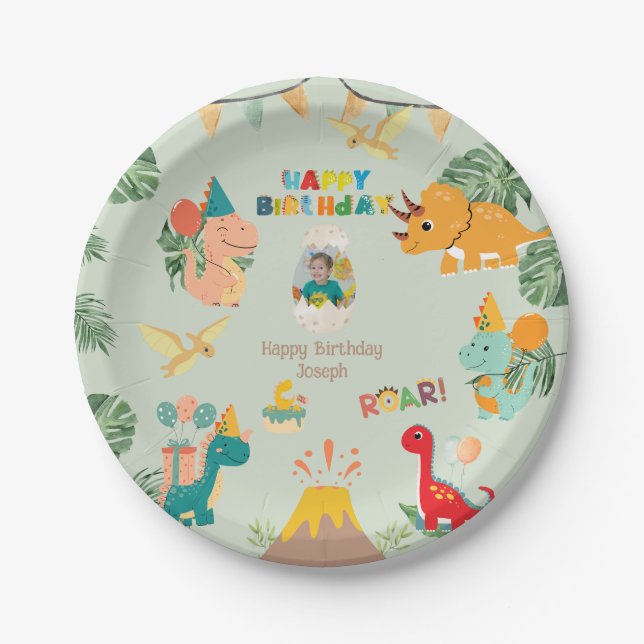 Prato de Papel para Festa de Aniversário de Dinoss (Frente)