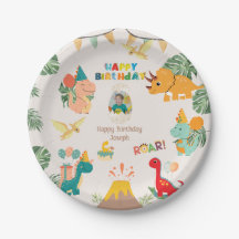 Prato de Papel para Festa de Aniversário de Dinoss