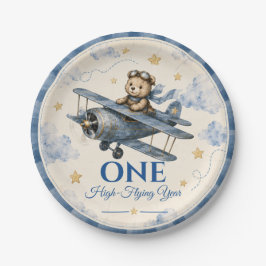 Prato de papel para primeiro aniversário de avião 