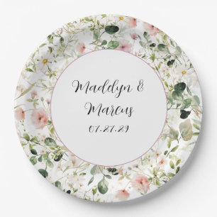 Prato de papel para recepção de casamento floral r
