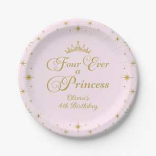 Prato De Papel Para Sempre uma Princesa Aniversário de 4 anos da 