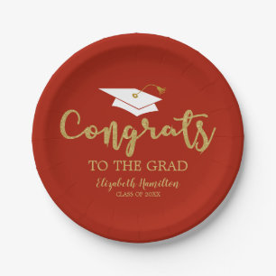 Prato De Papel Parabéns ao Graduado Papel de Graduação Dourado Br
