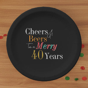 Prato De Papel Parabéns Cervejas Alegre 40º Aniversário de Natal