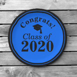 Prato De Papel Parabéns Classe de 2024 Blue Black