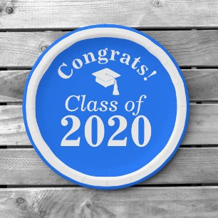 Prato De Papel Parabéns Classe de Azul Branco 2020