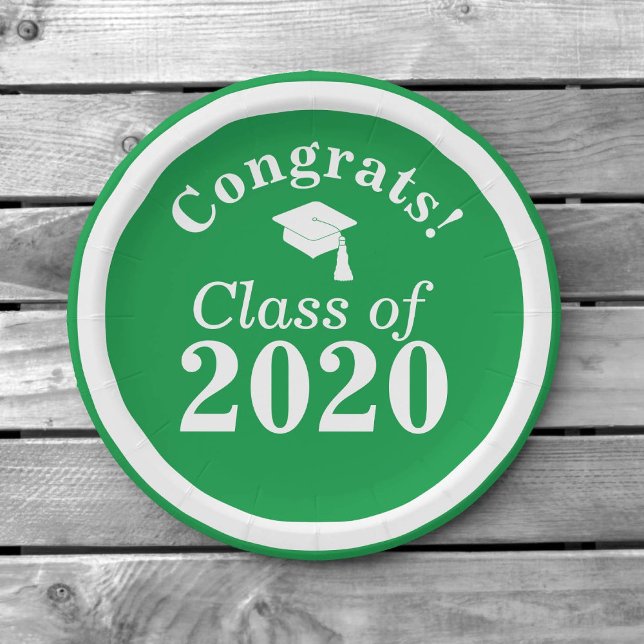 Prato De Papel Parabéns Classe de Branco Verde 2024 (Criador carregado)