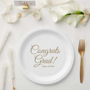 Prato De Papel Parabéns formando guião dourado classe ano elegant