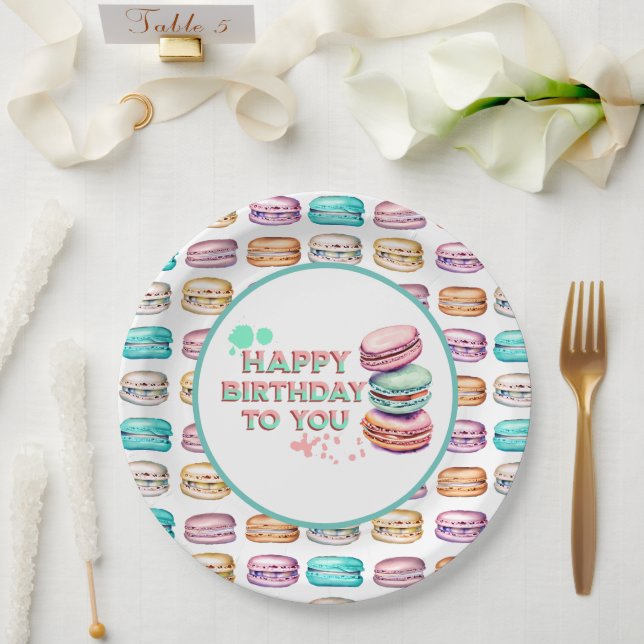 Prato De Papel Parabéns Para Você | Macaron (Casamento)