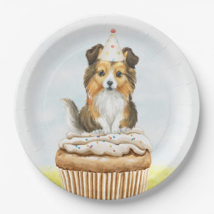 Prato De Papel Parabéns Sheltie Pup Cake