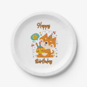 Prato De Papel Parabéns Shiba Inu Papelada