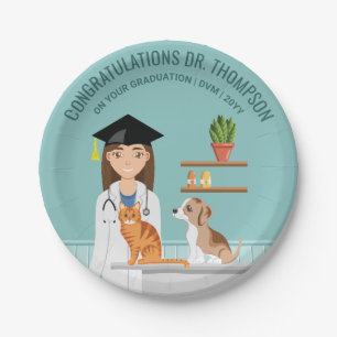 Prato De Papel Parabéns Veterinarian Doctor DVM Graduação