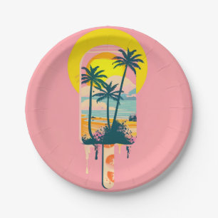 Prato De Papel Paraíso dos Sweets Sunset de Verão Tropical