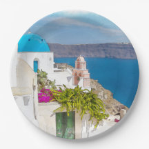 Paraíso Grecian. Pintura da aguarela de Santorini