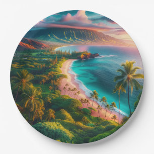 Prato De Papel Paraíso Tropical da Ilha de Maui