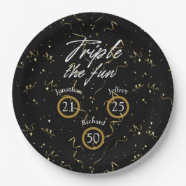 Prato De Papel Parceiro Aniversário Triplicou O Divertido