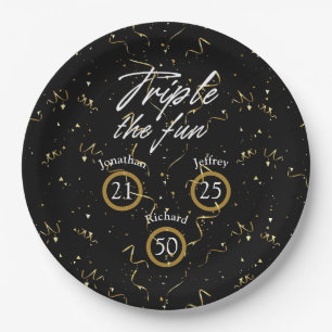 Prato De Papel Parceiro Aniversário Triplicou O Divertido