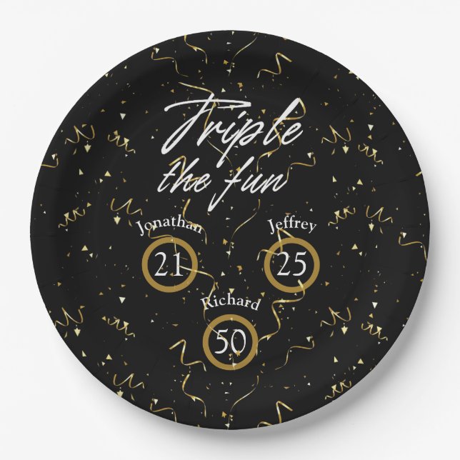 Prato De Papel Parceiro Aniversário Triplicou O Divertido (Frente)