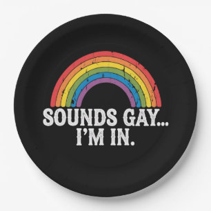 Prato De Papel Parece Gay Estou no Arco-íris LGBTQ Vintage Retro