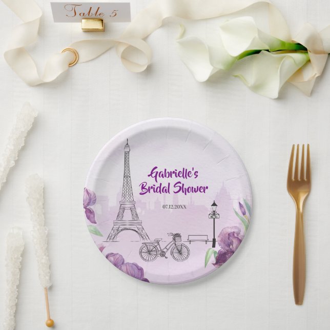 Prato De Papel Paris Purple Iris French (Casamento)
