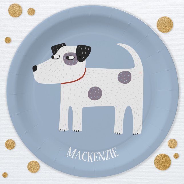 Prato De Papel Parson Jack Russell Terrier Dog Personalizado (Parson Jack Russell Terrier dog personalized party paper plate)