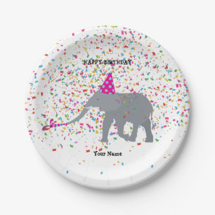 Prato De Papel Partículas de elefante - Animais na Festa de aniv