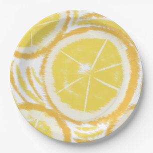 Prato De Papel Partido Abstrato Lemon Swirl